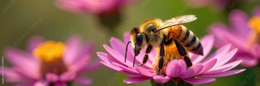 Bee's hairy body touching Autumn aster flowers, hairy bee, summer, bees hairy bodies Bee's hairy body touching Autumn aster flowers, hairy bee, summer, bees hairy bodies
