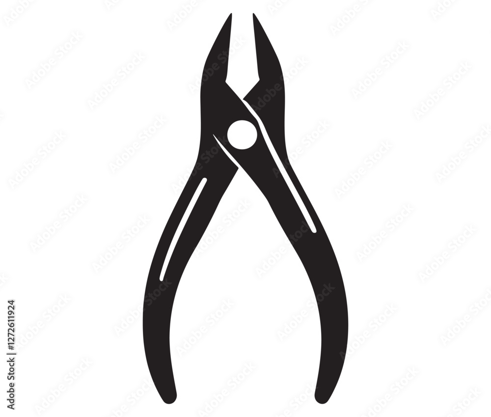 Silhouette pliers isolated on white background, Vector illustration of a wire cutter – a must-have repair tool Silhouette pliers isolated on white background, Vector illustration of a wire cutter – a must-have repair tool