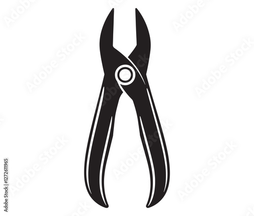 Silhouette pliers isolated on white background, Vector illustration of a wire cutter – a must-have repair tool