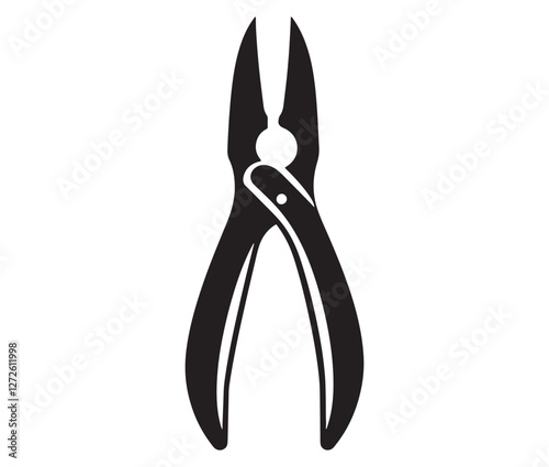Silhouette pliers isolated on white background, Vector illustration of a wire cutter – a must-have repair tool
