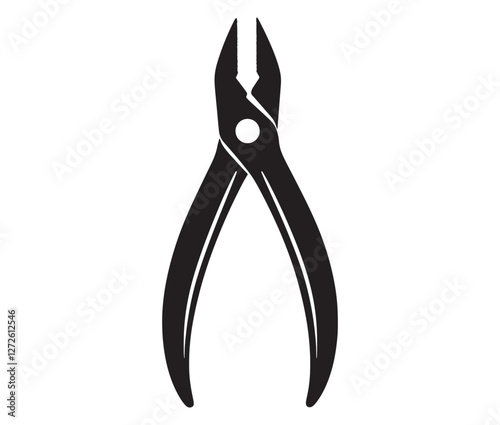 Silhouette pliers isolated on white background, Vector illustration of a wire cutter – a must-have repair tool