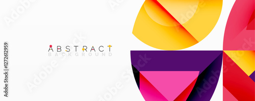 Abstract geometric artwork with interwoven angular and curved shapes, dynamic composition with smooth gradients and bold contrasts