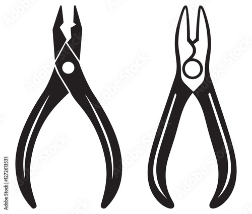 Silhouette pliers isolated on white background, Vector illustration of a wire cutter – a must-have repair tool