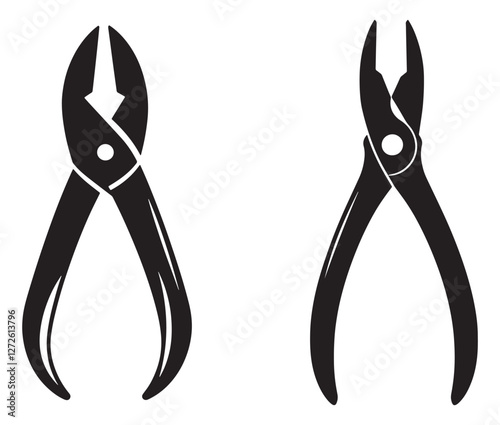 Silhouette pliers isolated on white background, Vector illustration of a wire cutter – a must-have repair tool