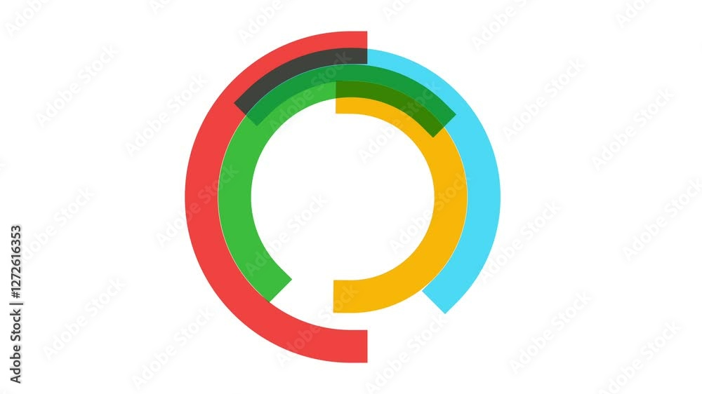 Colorful circles spinning animation on a white background Colorful circles spinning animation on a white background