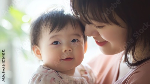 子供に笑いかける母親