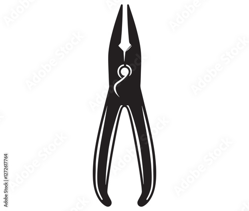 Silhouette pliers isolated on white background, Vector illustration of a wire cutter – a must-have repair tool