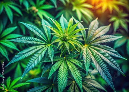 High-resolution image: stunning cannabis leaves, expertly composed using the rule of thirds.