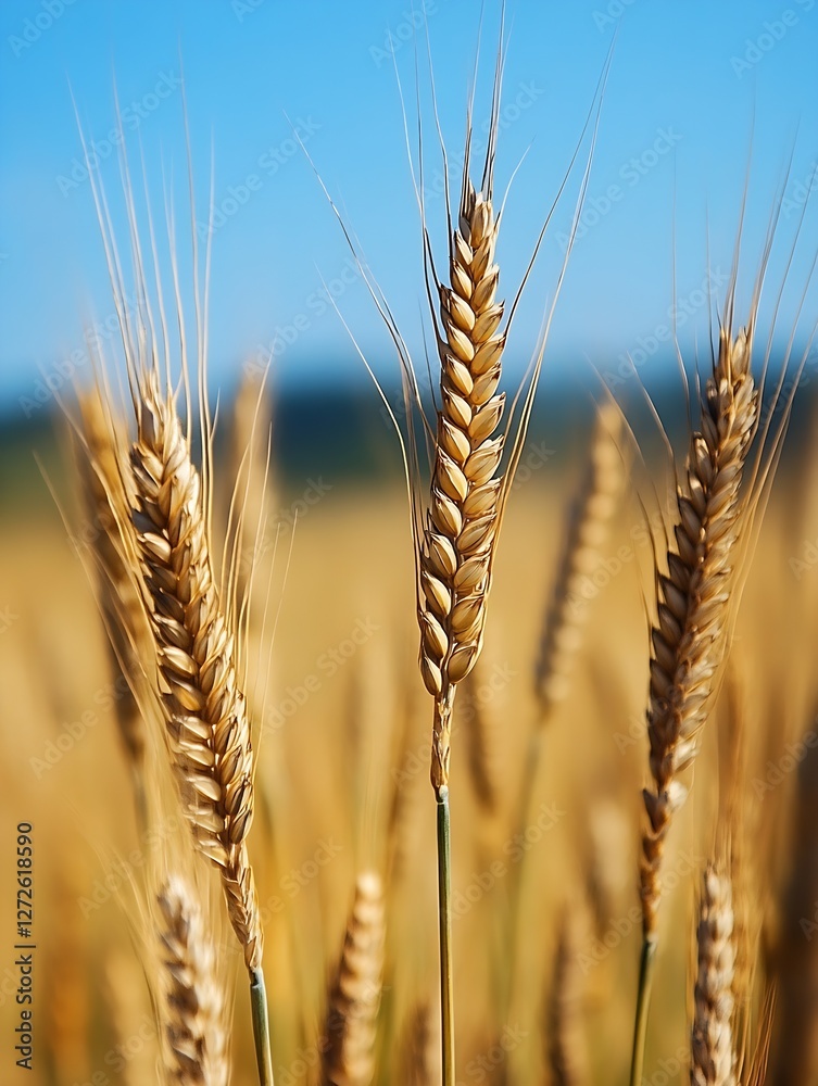 Golden Wheat Field Under Clear Blue Sky Capturing the Essence of Nature : Generative AI Golden Wheat Field Under Clear Blue Sky Capturing the Essence of Nature : Generative AI