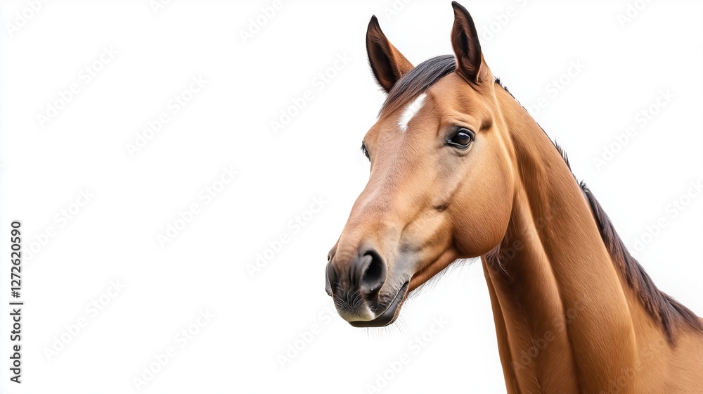 Fototapeta premium Bay horse in a clean, minimalist composition, symbolizing elegance and simplicity.