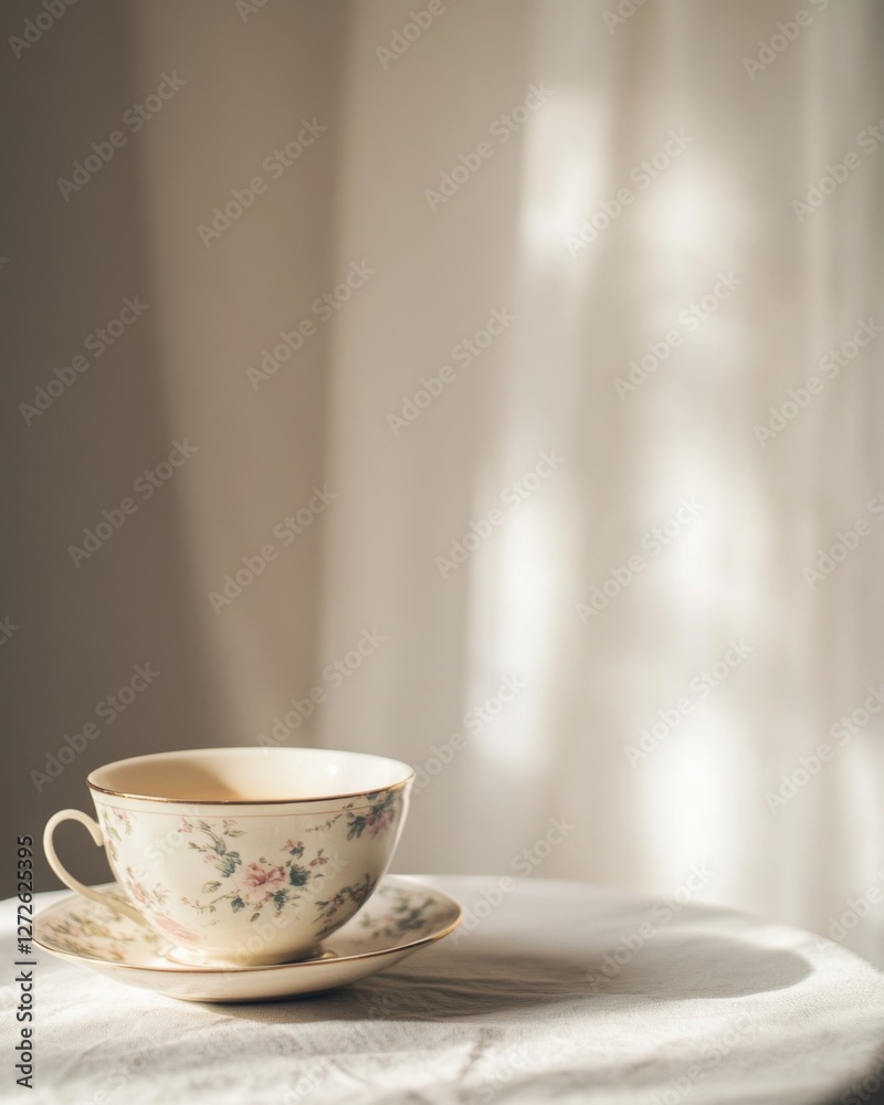Dementia risk illustrated by a forgotten tea cup on a table. Featuring soft lighting and muted tones Dementia risk illustrated by a forgotten tea cup on a table. Featuring soft lighting and muted tones