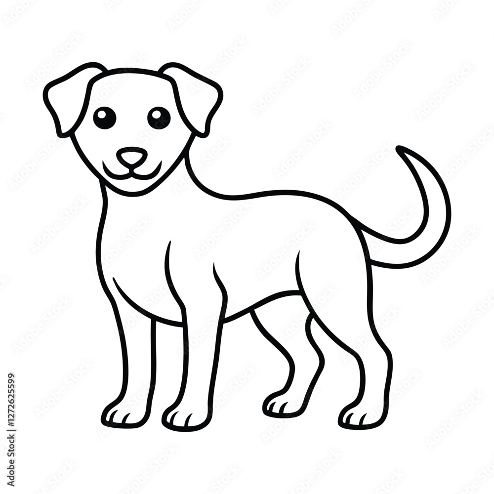 Fototapeta premium Cute dog line art file Vector