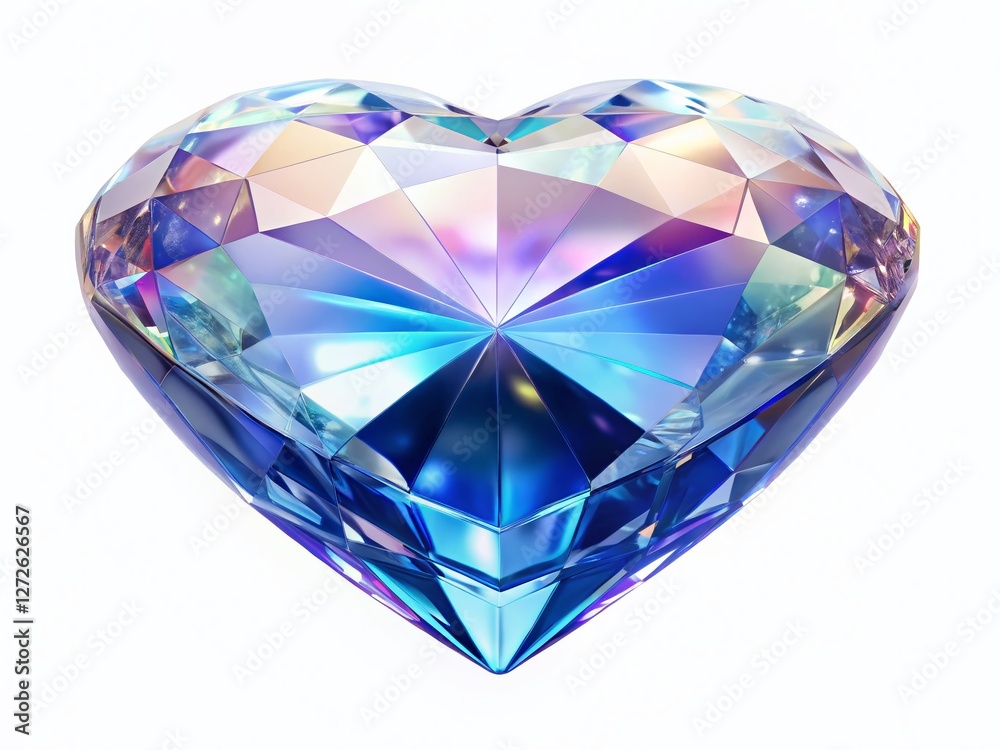 Sparkling White Heart Crystal Valentine's Day Symbol - Isolated on White Background Sparkling White Heart Crystal Valentine's Day Symbol - Isolated on White Background