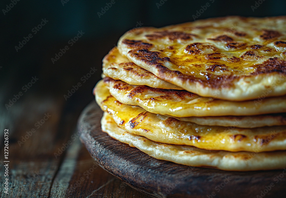 Freshly Baked Naan Stacked in a Warm Pile Freshly Baked Naan Stacked in a Warm Pile