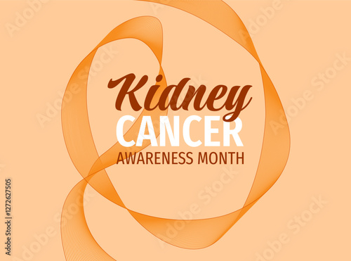 Kidney Cancer Awareness Month banner. 3d orange ribbon typographic poster. Healthcare concept.