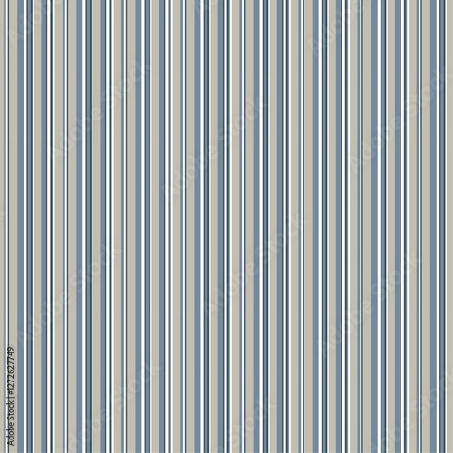 Seamless thin vertical stripes pattern in blue and grey. Great vector illustration for textiles, home decor, wrapping paper packaging and fashion prints.