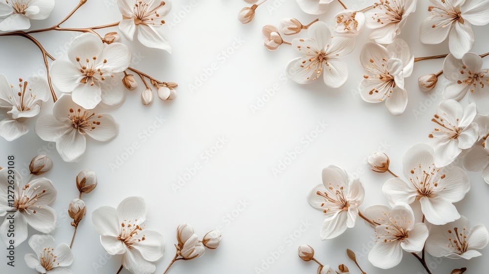 Decorative floral frame with white flowers Decorative floral frame with white flowers