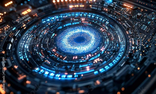 Wallpaper Mural Futuristic technological eye in circular data network Torontodigital.ca