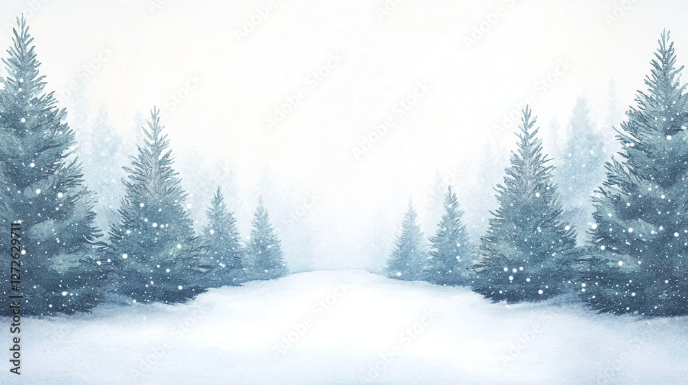 Fototapeta premium Winter Forest Scene with Snow