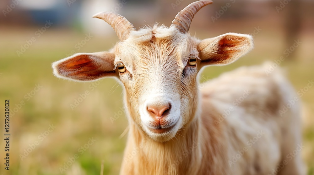 Adorable Close-Up of a Playful Goat with Cute Features in a Lush Green Pasture : Generative AI Adorable Close-Up of a Playful Goat with Cute Features in a Lush Green Pasture : Generative AI