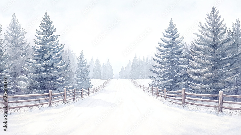 Fototapeta premium Winter Wonderland Landscape Painting