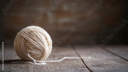 Dementia risk illustrated by an unraveling ball of yarn on a wooden table. Featuring natural textures and soft light