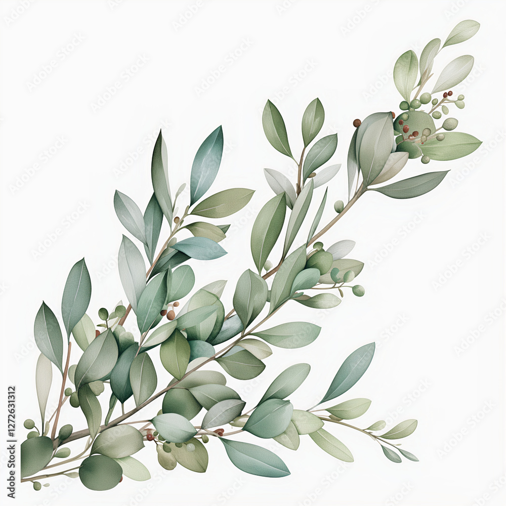 Obraz premium Elegant Greenery – Botanical Minimalism .