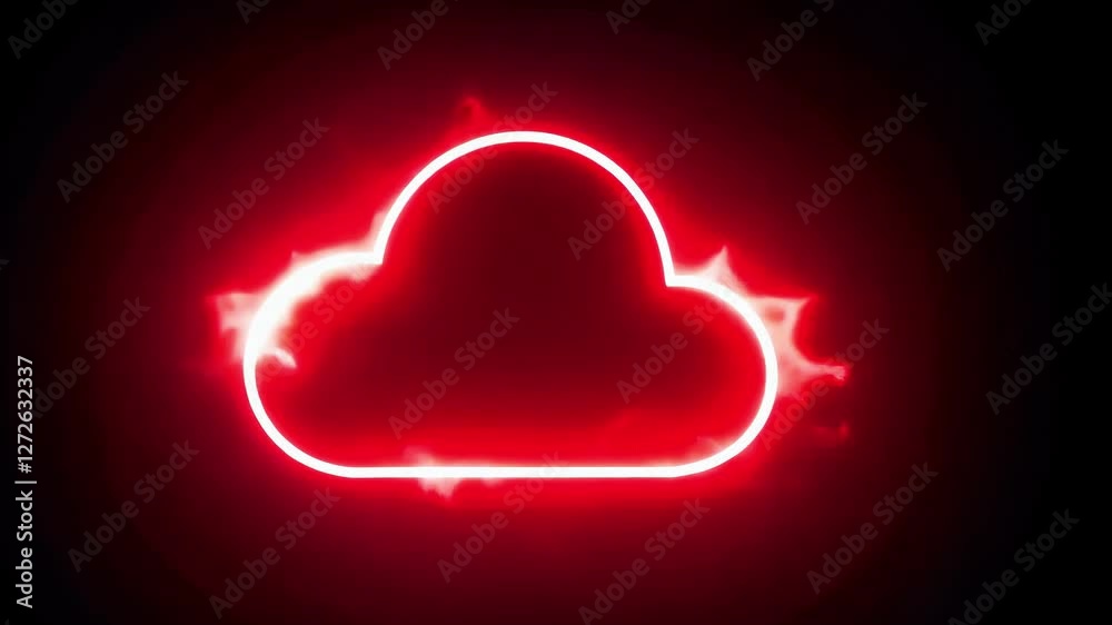 Vibrant red cloud illustration with glowing effects on a black background, ideal for digital art projects
