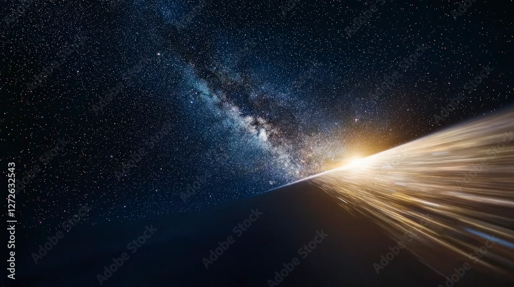 Fototapeta premium Cosmic Horizon Milky Way Galaxy Starry Night Light Trails Space Exploration Abstract