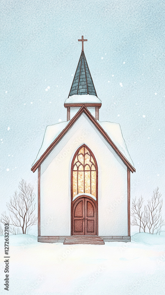 Fototapeta premium Charming Winter Church in the Snow