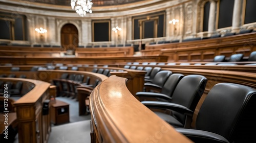 Obraz na płótnie Elegant Interior of a Legislative Assembly Hall Featuring Ornate Architecture and Comfortable Seating : Generative AI w salonie