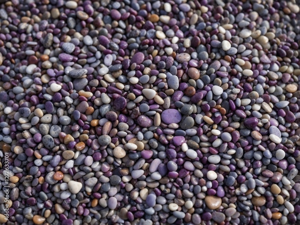 Round pebbles fill the entire screen without any gaps. Gravel is mostly purple, but there are also some and blue ones. Generative AI. Round pebbles fill the entire screen without any gaps. Gravel is mostly purple, but there are also some and blue ones. Generative AI.
