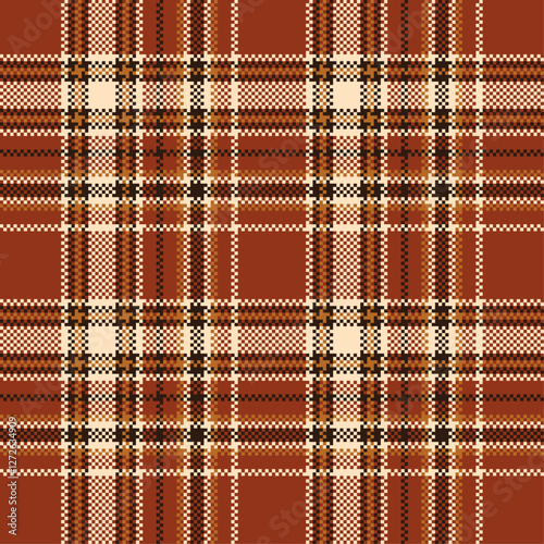Seamless pattern classic plaid fabric texture in brown tones. Vector illustraion for background textile design. photo