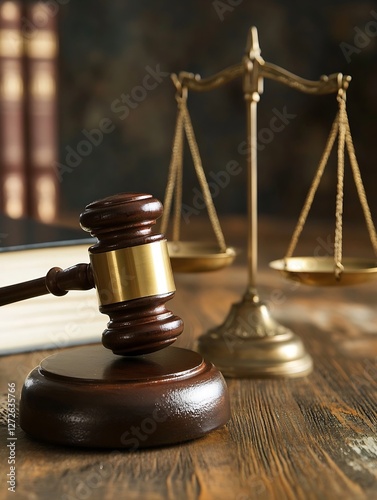 Obraz na płótnie Symbolic gavel and scales of justice reflecting legal profession and court systems : Generative AI w salonie