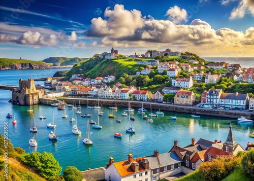 Stunning Guernsey Coastal Landscape: St Peter Port Harbor and Dramatic Cliffs