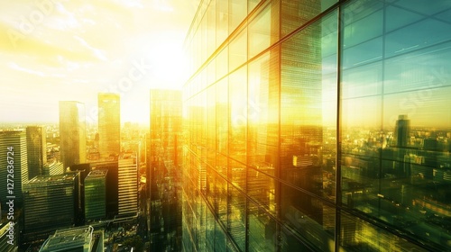 Golden Hour Metropolis: A Cityscape Reflected in Modern Architecture