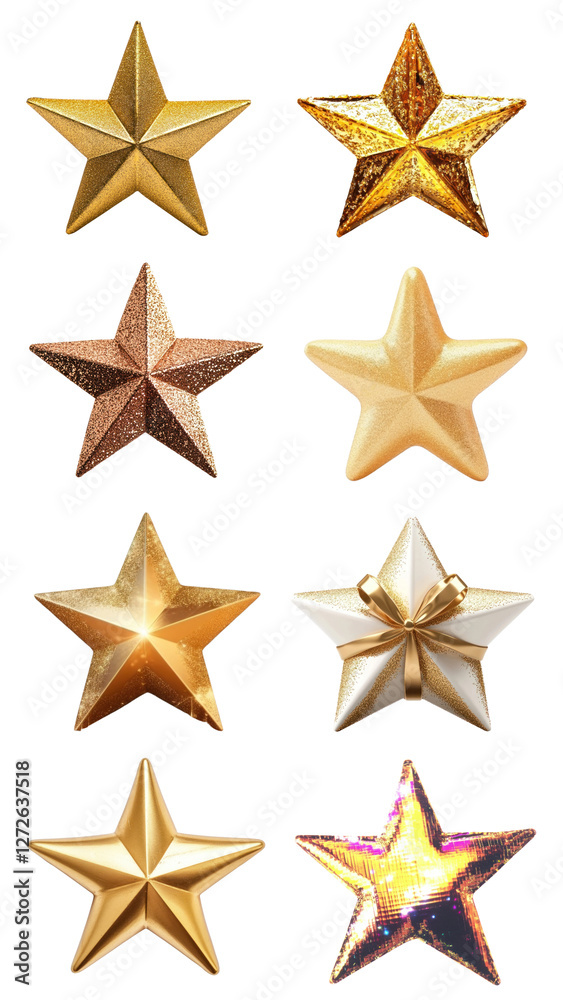 PNG Shiny decorative golden stars, element set on transparent background PNG Shiny decorative golden stars, element set on transparent background