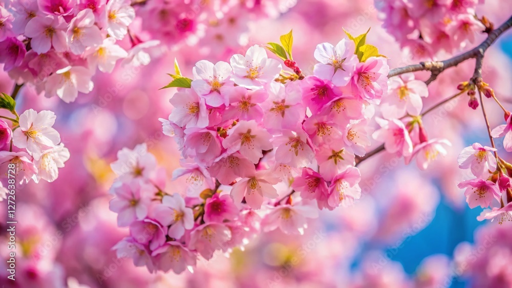 Stunning Vertical Panoramic View of Pink Sakura Blossoms in Full Bloom Stunning Vertical Panoramic View of Pink Sakura Blossoms in Full Bloom