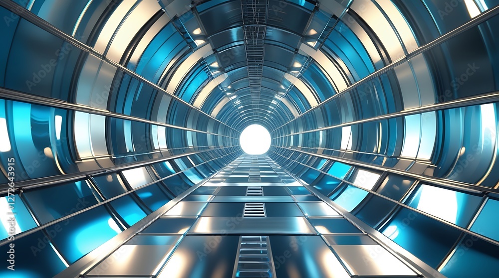 Futuristic tunnel with a glowing white exit, symbolizing speed, technology, and progress, designed with sleek metallic surfaces and a high-tech atmosphere.
Futuristic tunnel with a glowing white exit, symbolizing speed, technology, and progress, designed with sleek metallic surfaces and a high-tech atmosphere.