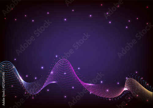 Abstract futuristic wave background. Digital network fider optic internet online concept. Design for data, cyber, metaverse, sound, telecoms, communication, connection. photo