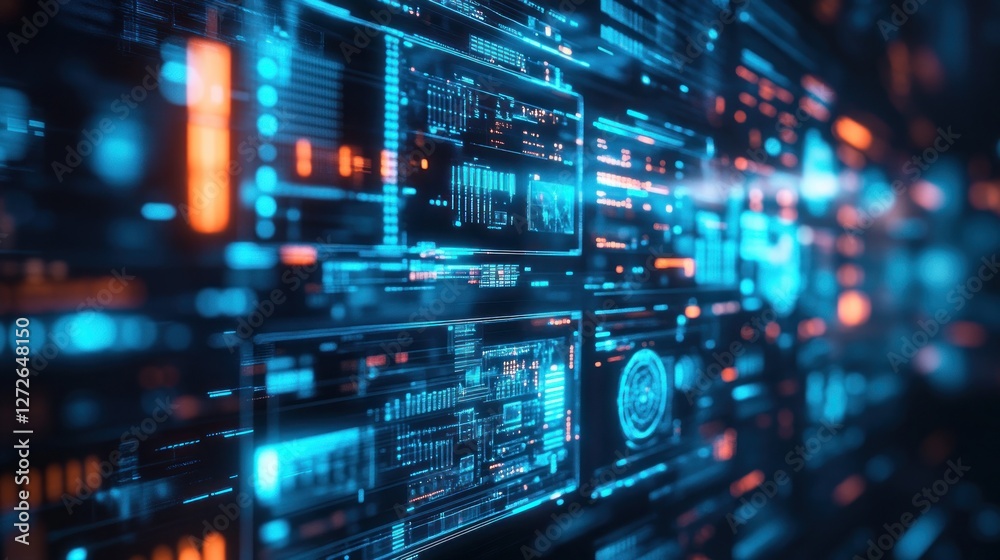 Abstract Digital Interface: Futuristic Data Streams and Glowing Interfaces Abstract Digital Interface: Futuristic Data Streams and Glowing Interfaces