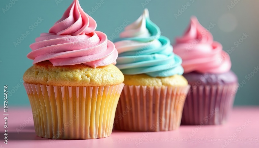 A stack of colorful cupcakes with swirly frosting on top, cupcakes, sweet, swirl