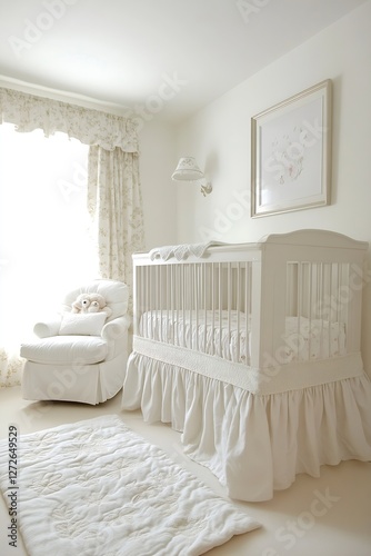 Inviting and Cozy Baby Nursery with Bright Light and Soft Decor for Happy Child Environment : Generative AI