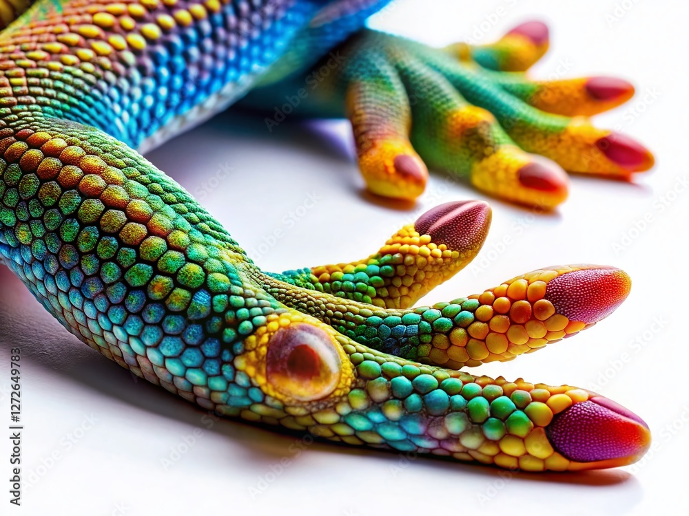 Obraz premium Surreal Close-Up of a Gecko's Foot on White Background - Detailed Macro Photography