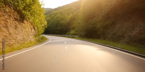 Empty winding forest road in autumn,Empty asphalt road in autumn forest. Autumnal background,colors, falling, highway, horizontal, journey, photography,345