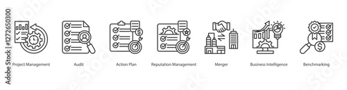 Operations Icon benchmarking, merger, audit, project management, action plan, reputation management , business intelligence