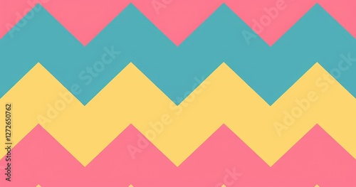 Wallpaper Mural A colorful zigzag pattern in pink, blue, and yellow, suitable for backgrounds or designs. Torontodigital.ca