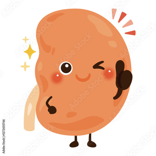 グッドサインを出す腎臓のキャラクターイラスト