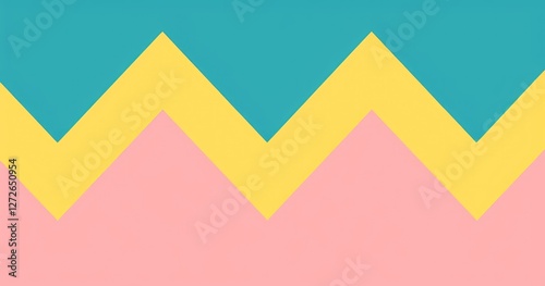 Wallpaper Mural A colorful zigzag pattern featuring teal, yellow, and pink hues. Torontodigital.ca