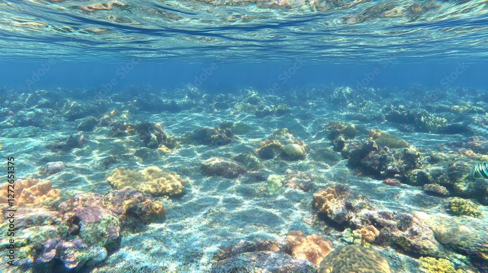 Fototapeta premium Photorealistic Underwater Scene with Calm Blue Water and Ripples